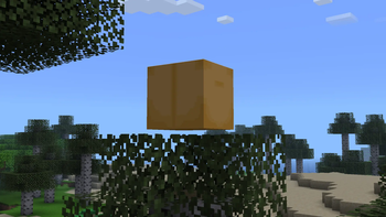 Official Verity JE Modrinth gallery image showing the animated box in a Minecraft world