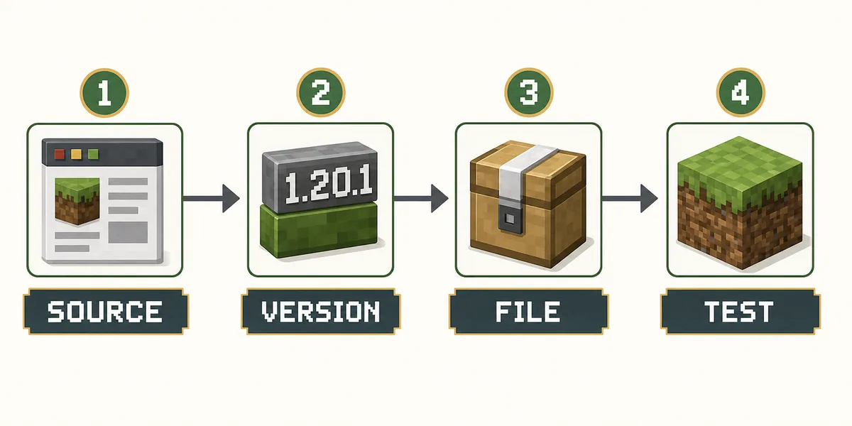 Four-step Verity Remake source check covering source, version, file and test world